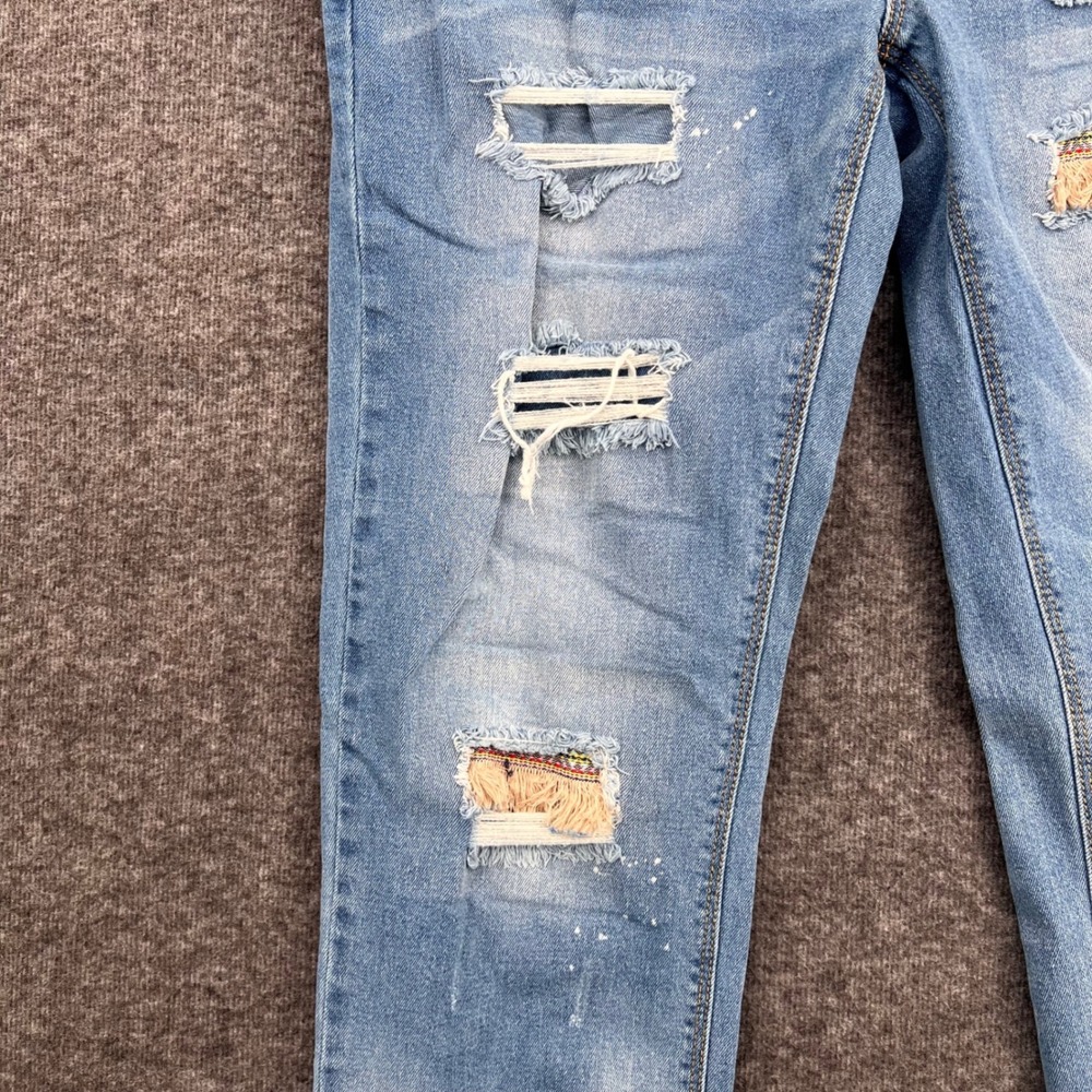 EST. 1946 Denim Womens Low Rise Straight Leg Distressed Boho Fringe Jeans Size 8 - Picture 5 of 15